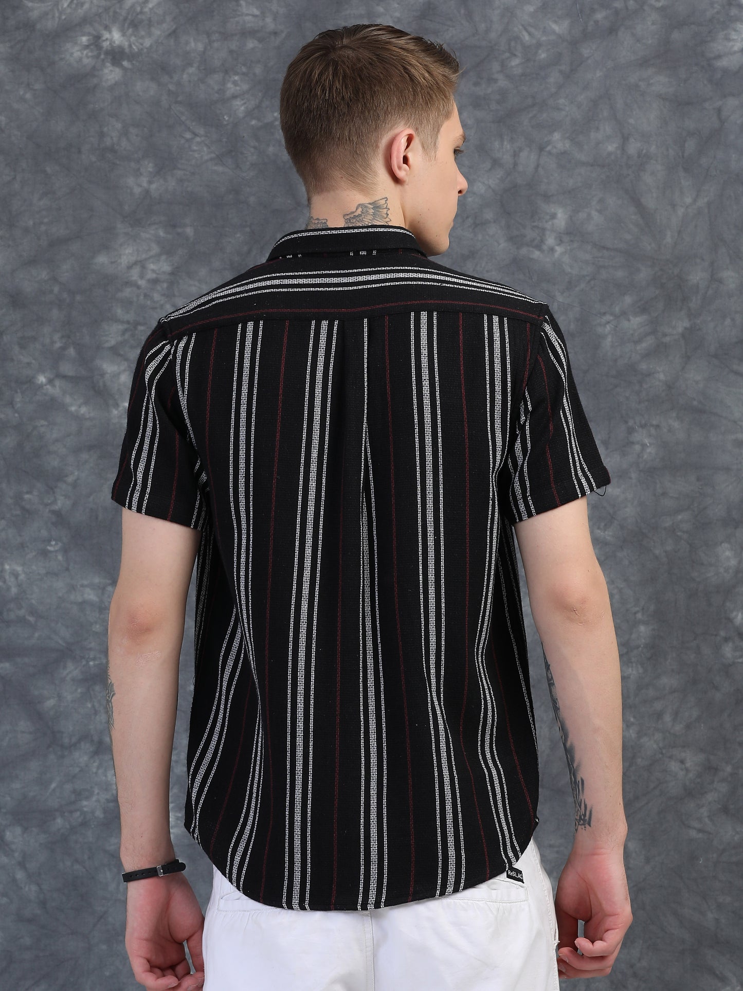 White with Red Vertical Stripes Shirts