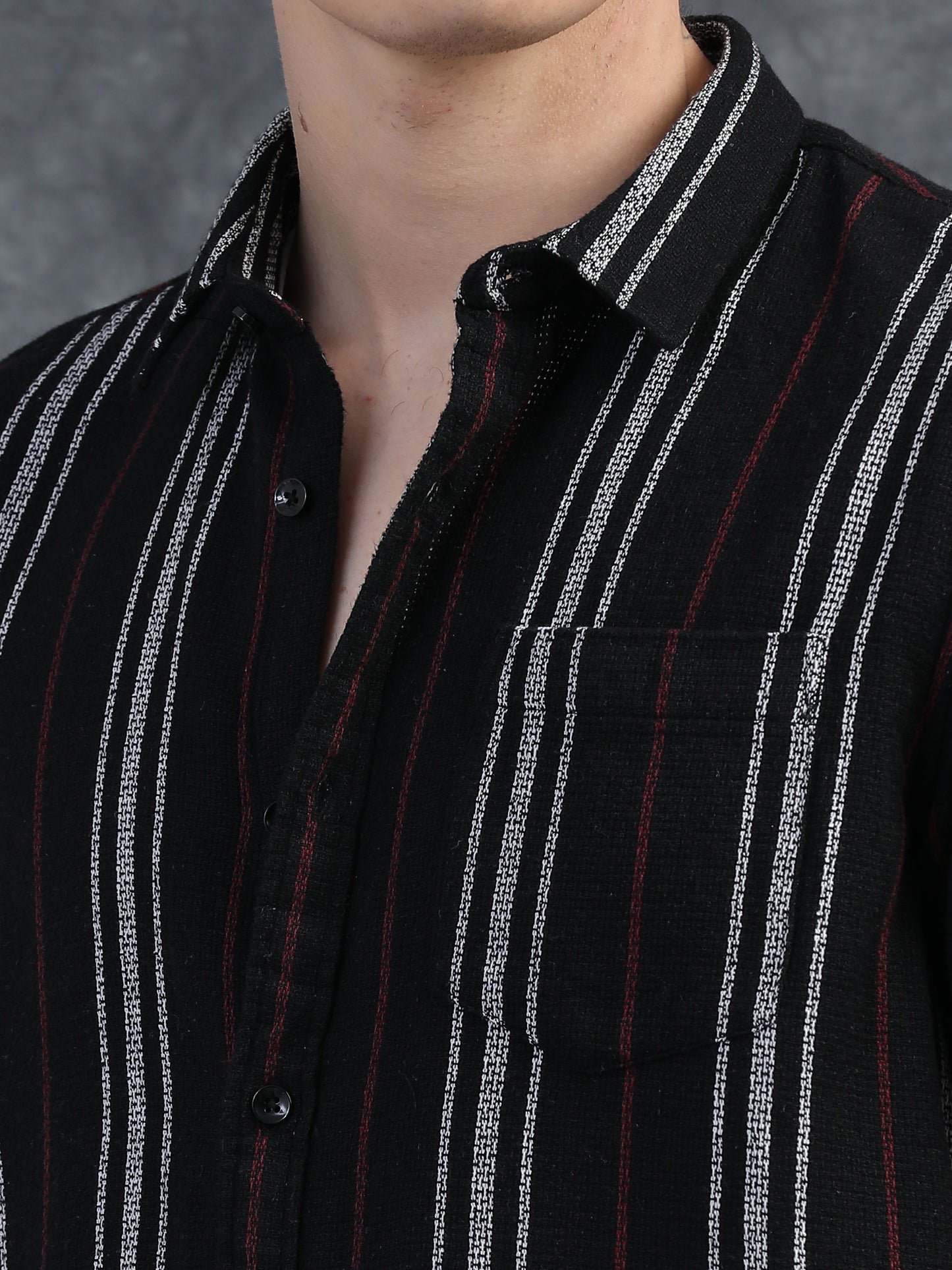White with Red Vertical Stripes Shirts