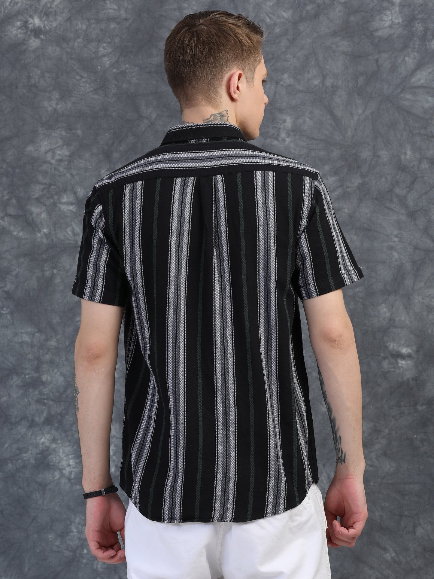 White with Green Vertical Stripes Shirts