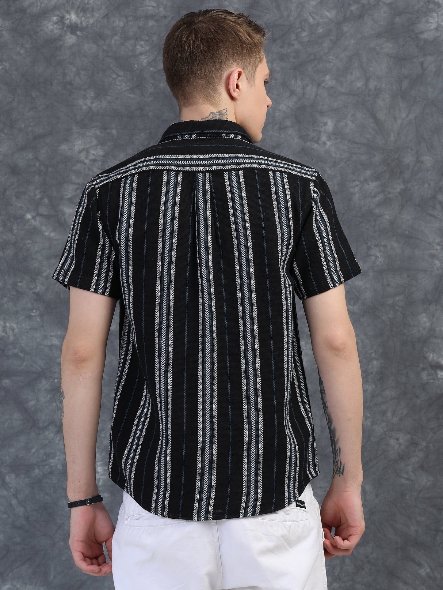 Black White Half Sleeve Stripe Shirts