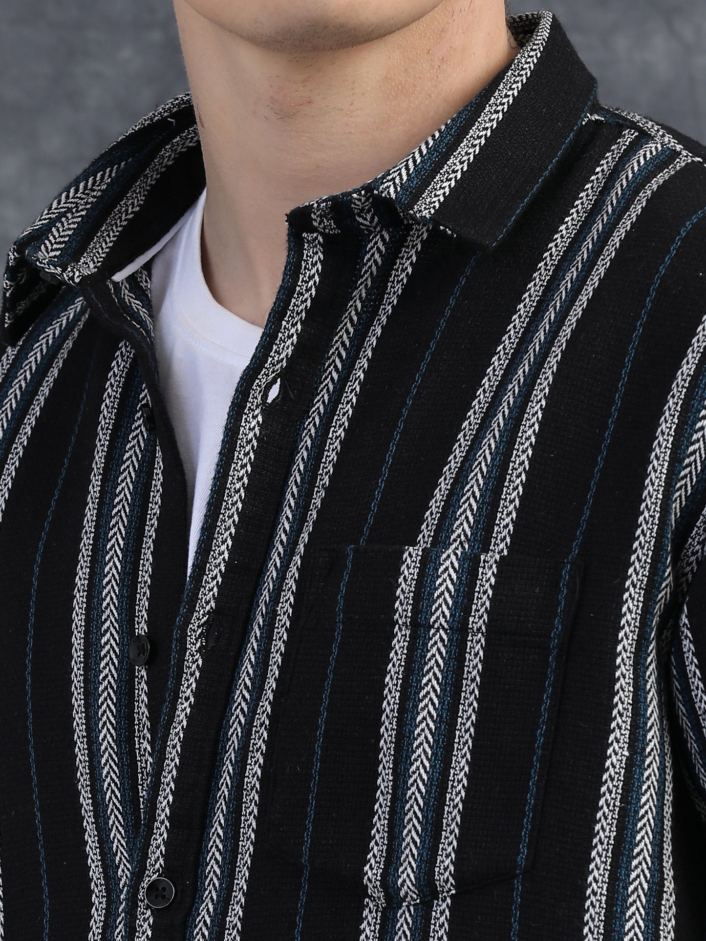Black White Half Sleeve Stripe Shirts