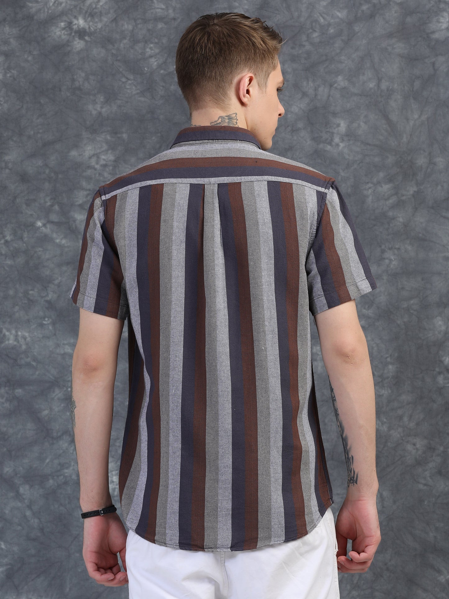Multicolor Half Sleeve Stripe Shirts
