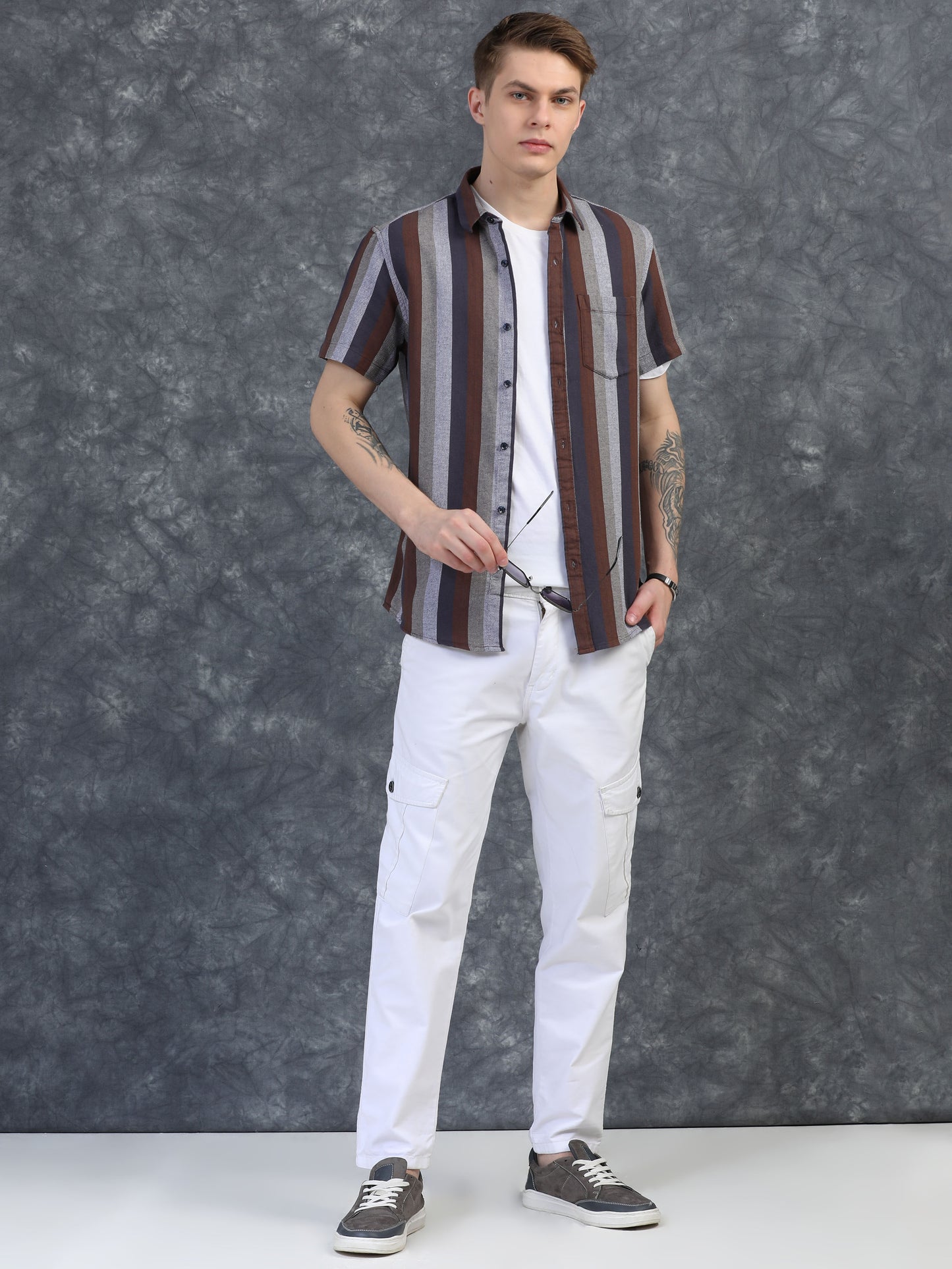 Multicolor Half Sleeve Stripe Shirts