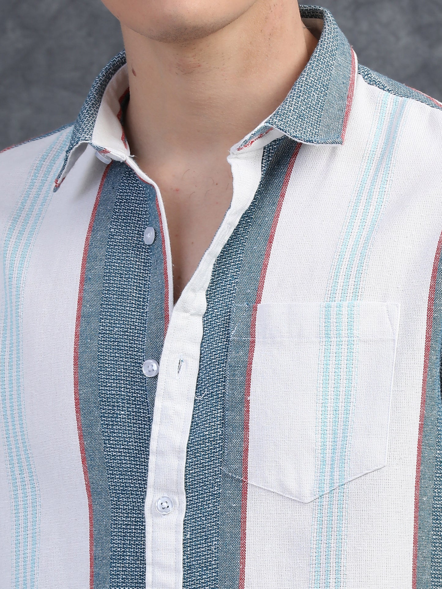 Light Blue Half Sleeve Stripe Shirts
