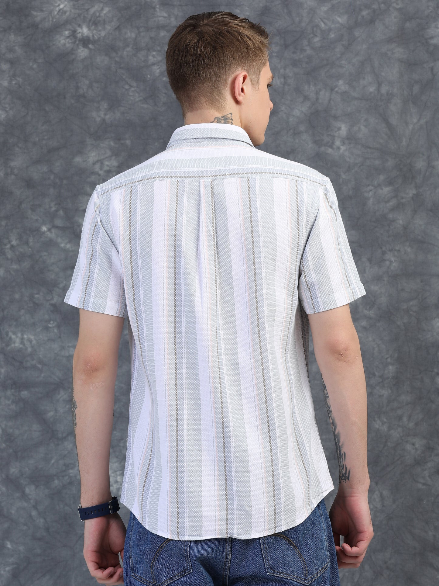 Light Green Half Sleeve Stripe Shirts