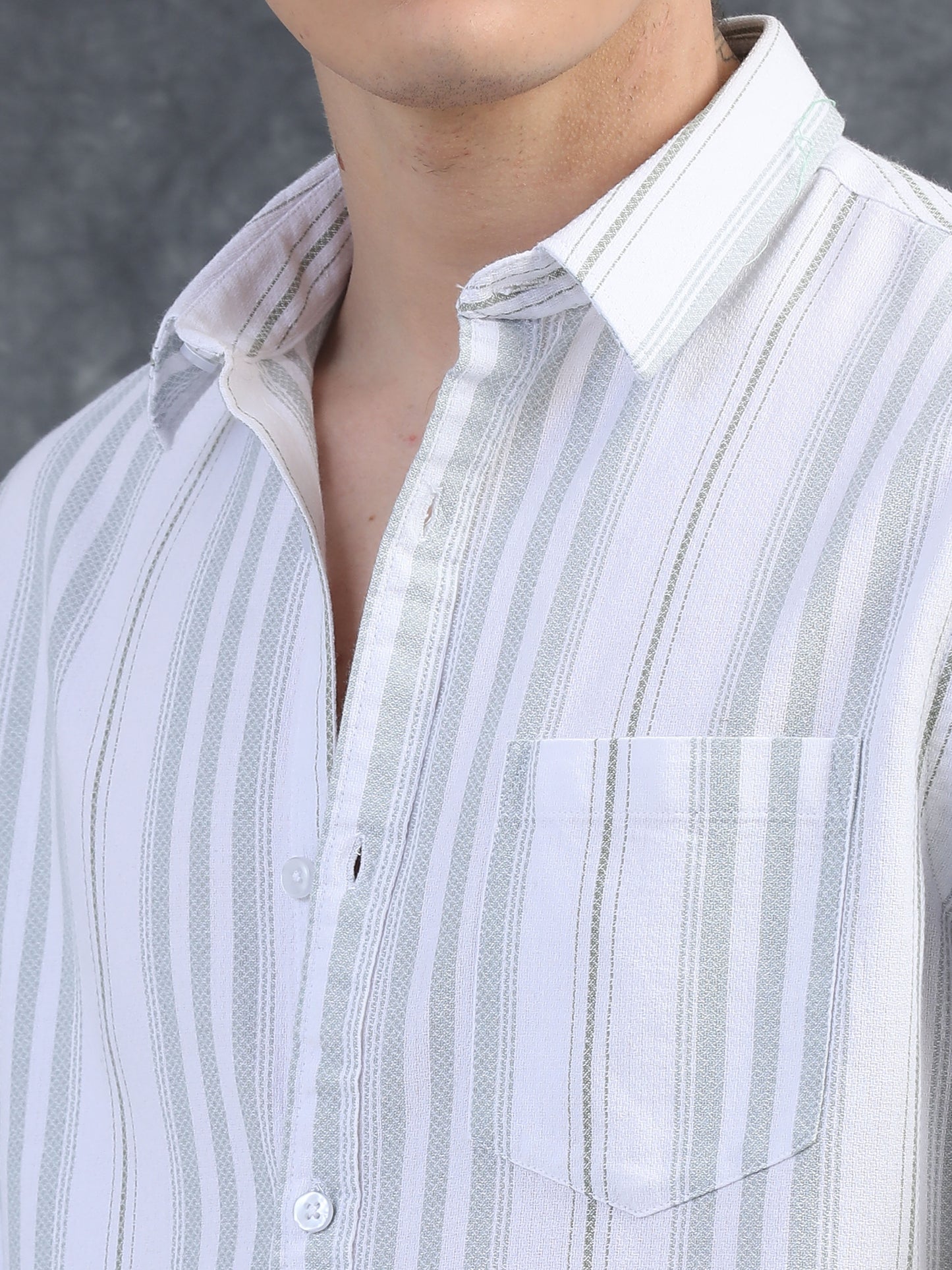 Light Green Half Sleeve Stripe Shirts