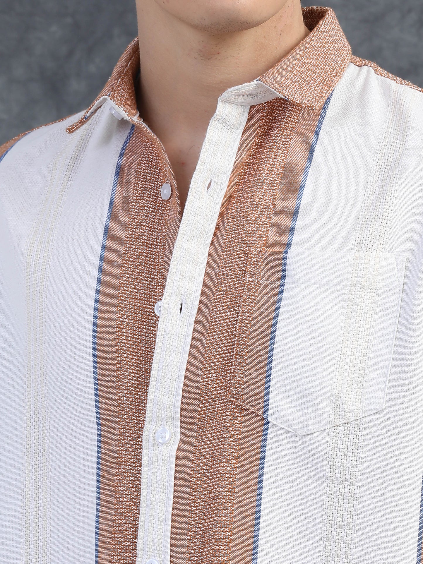 Brown Vertical Stripe Shirts