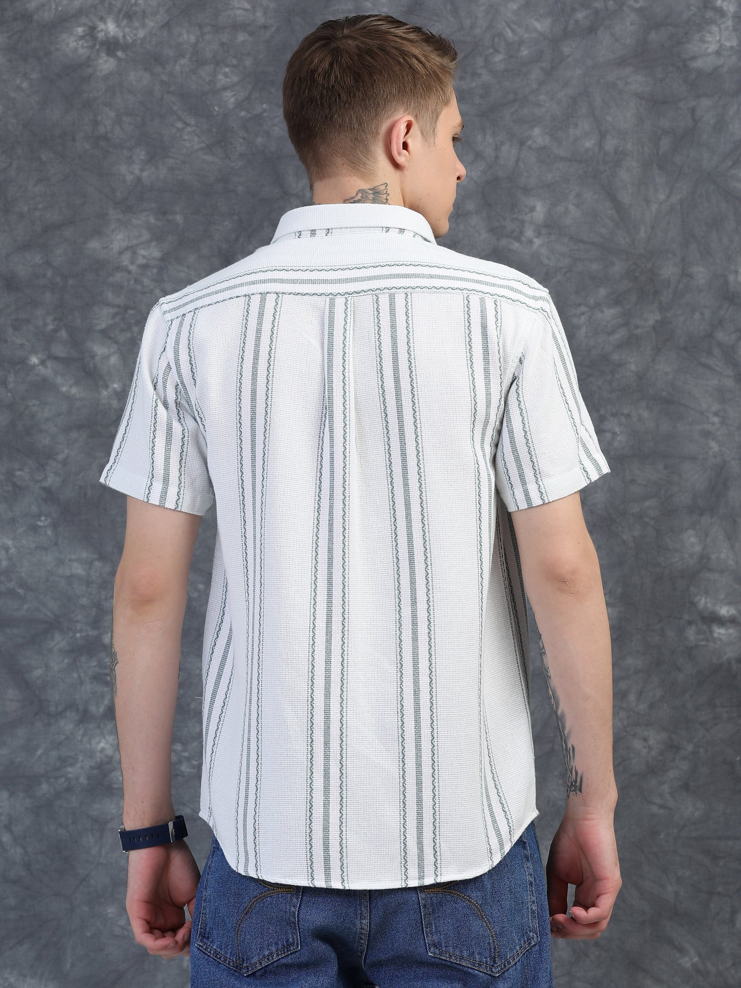 Smoke Grey Vertical Stripe Shirts