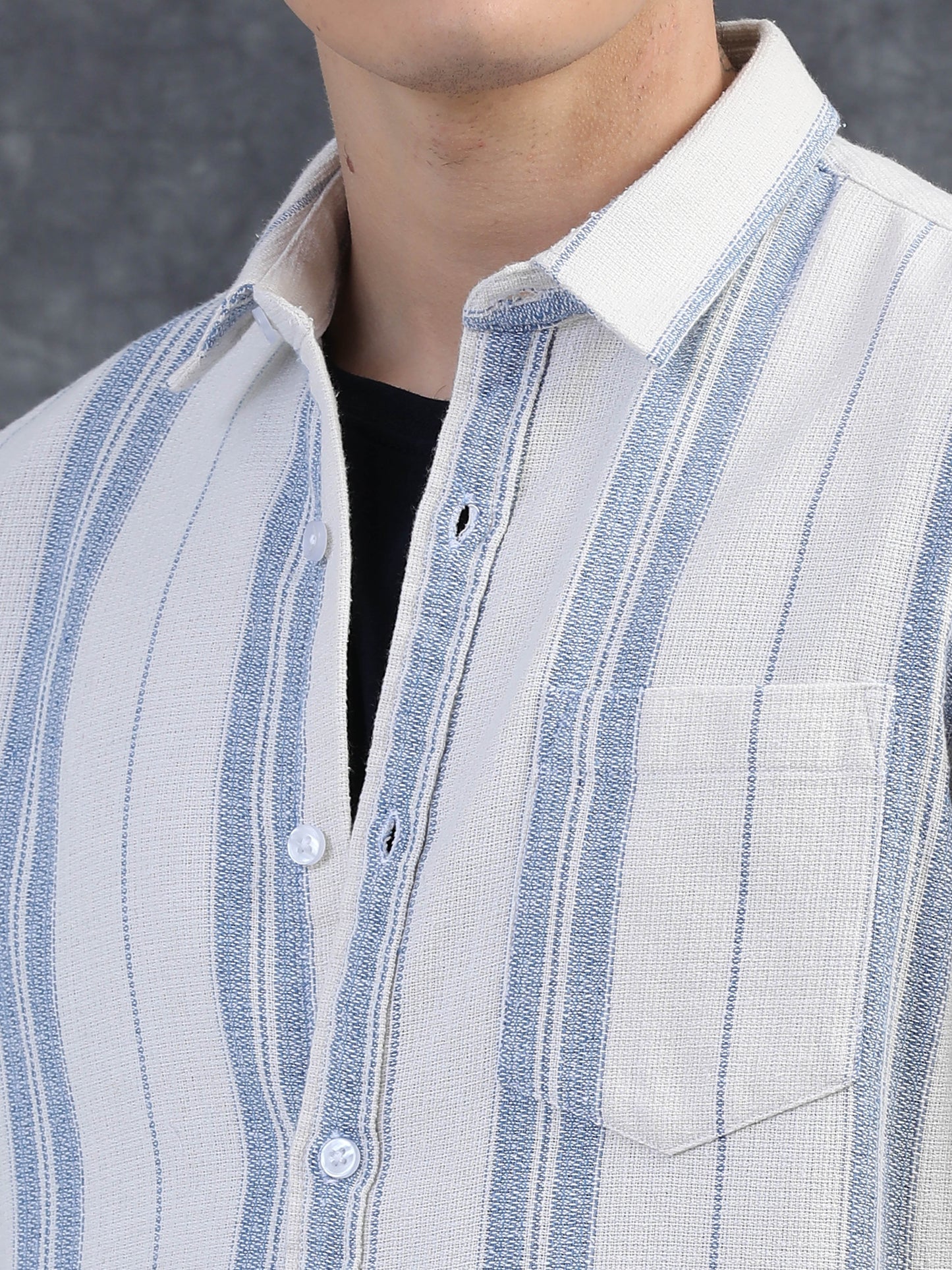 Sky Blue Vertical Stripe Shirts