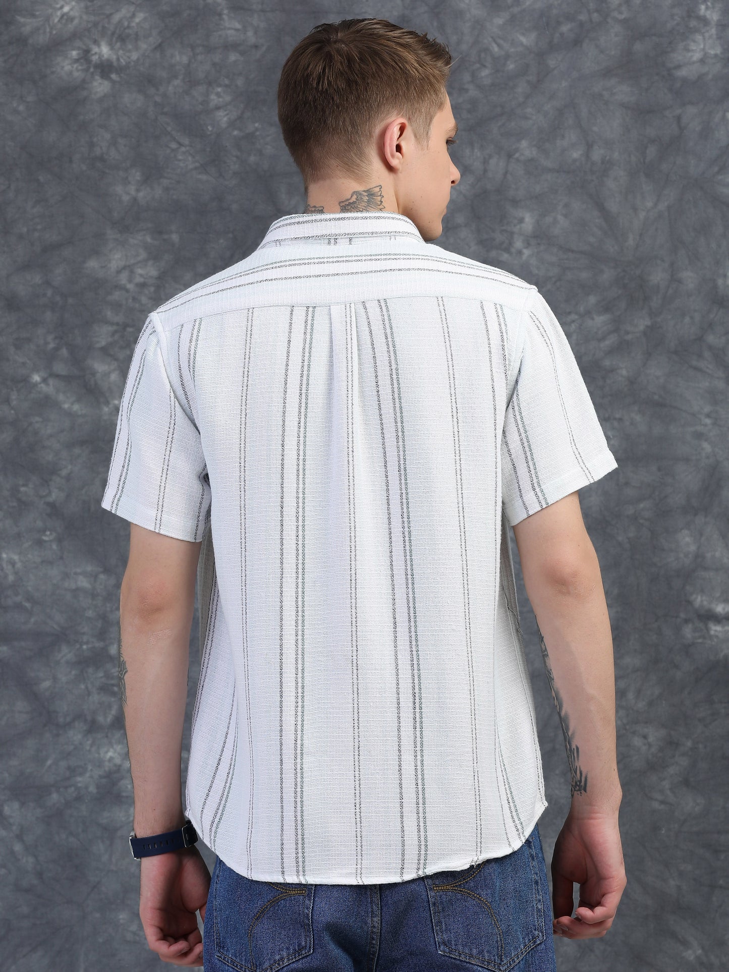 Green and White Vertical Stripe Shirts