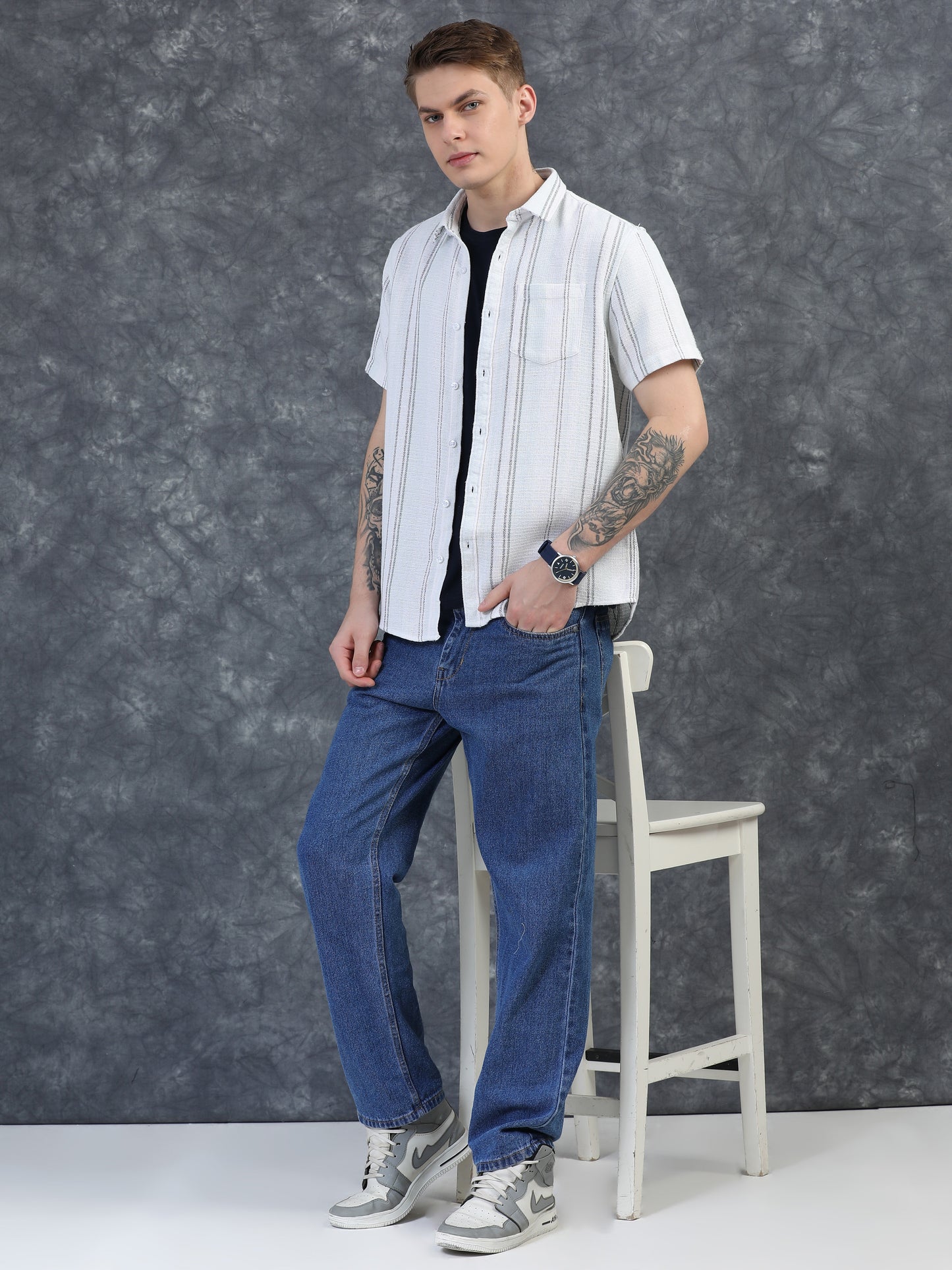 Green and White Vertical Stripe Shirts