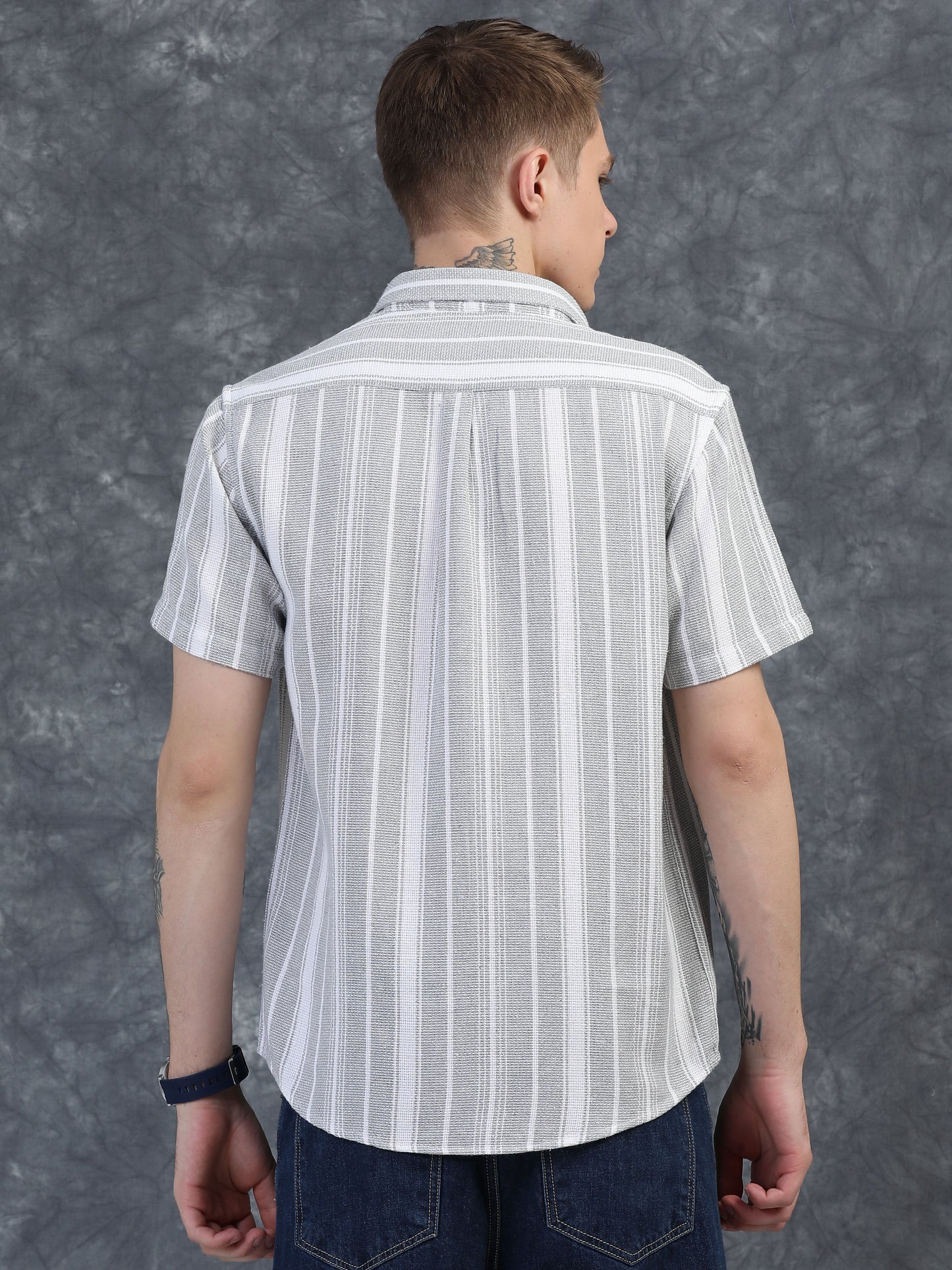 White with Black Vertical Stripe Shirts