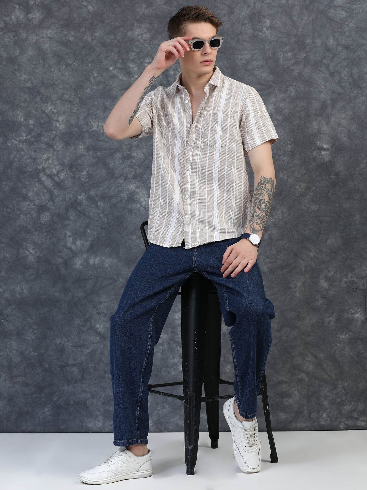 Beige with white Stripe Shirts