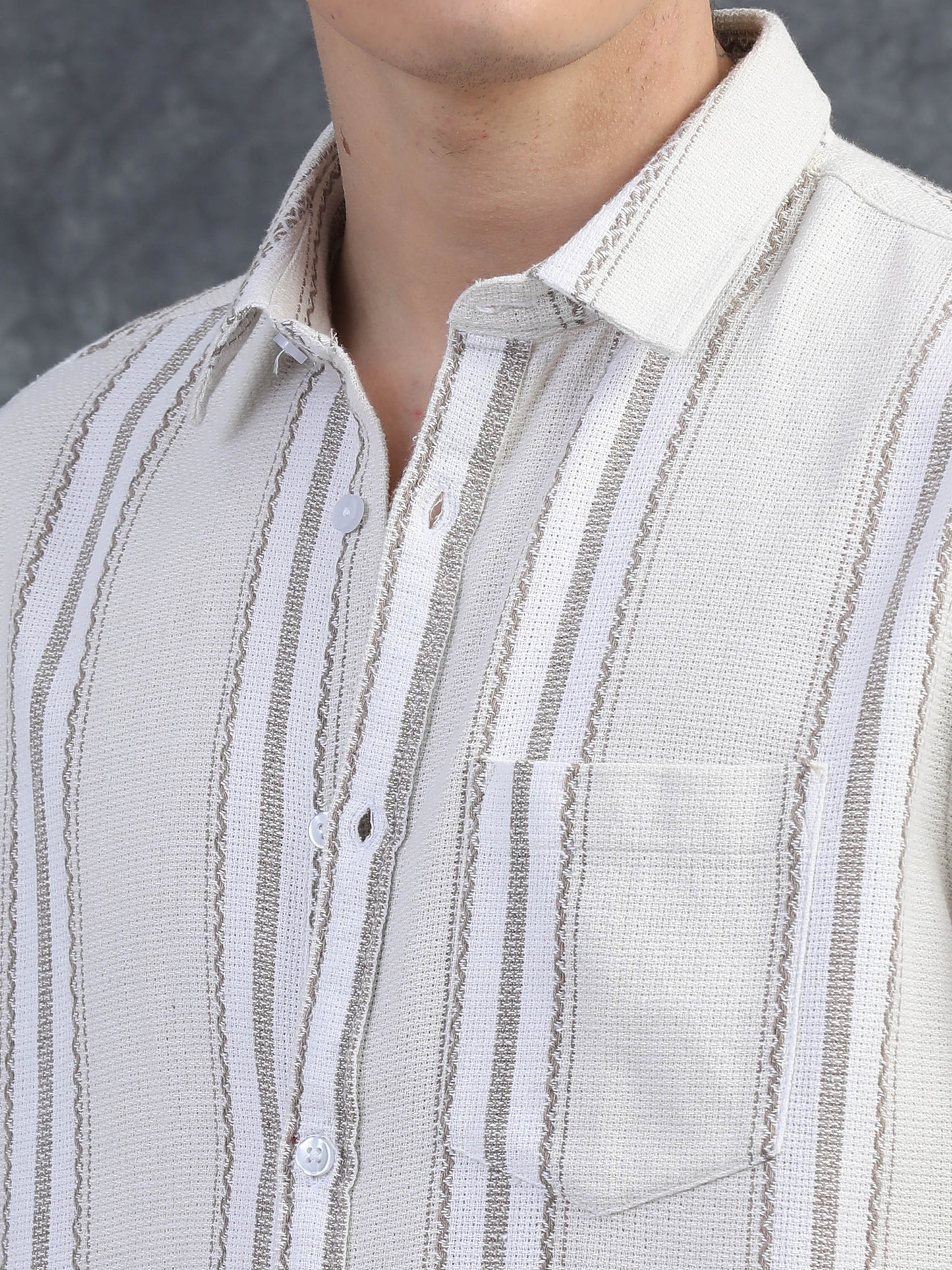 White with Thin Gray Striped Shirt