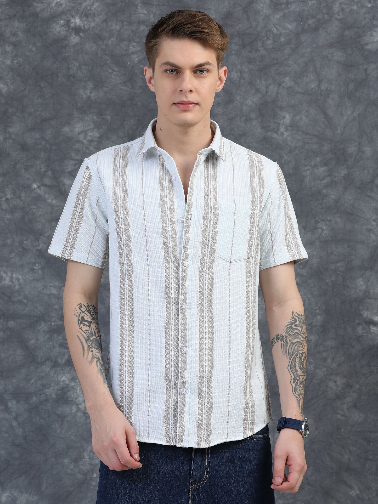 Light Brown Striped Shirt