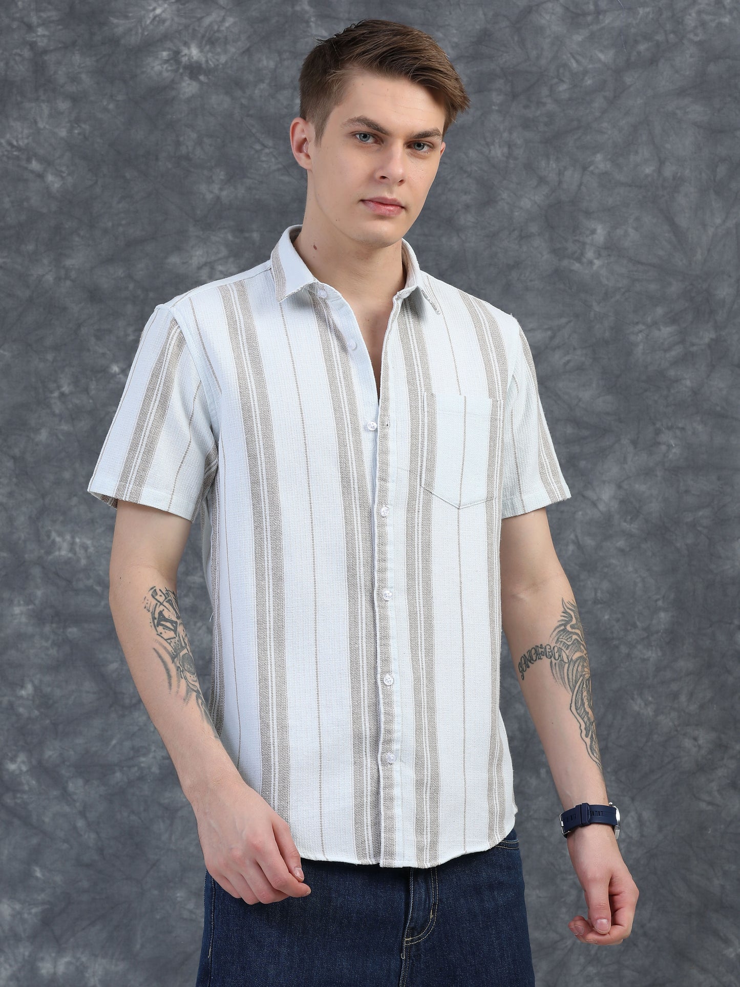 Light Brown Striped Shirt
