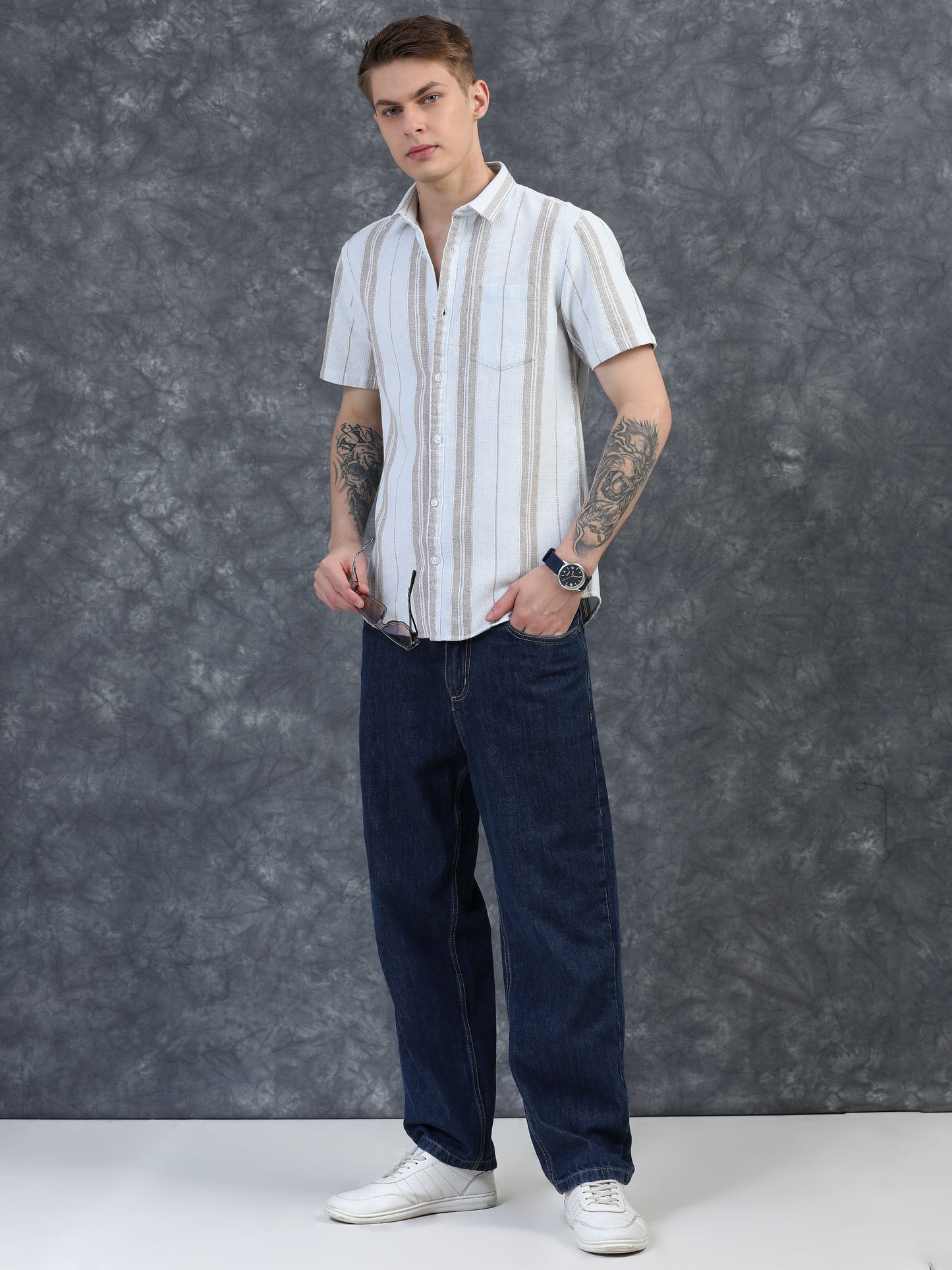Light Brown Striped Shirt