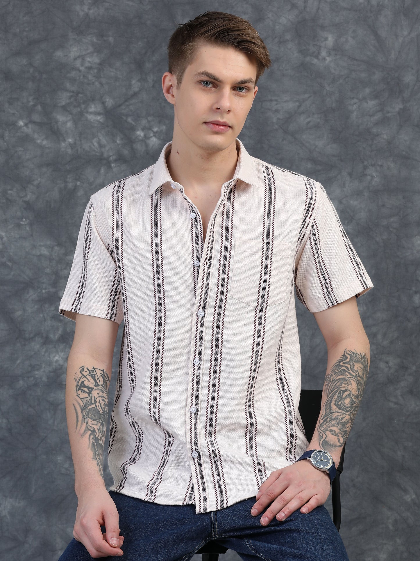 Cream Striped Shirt