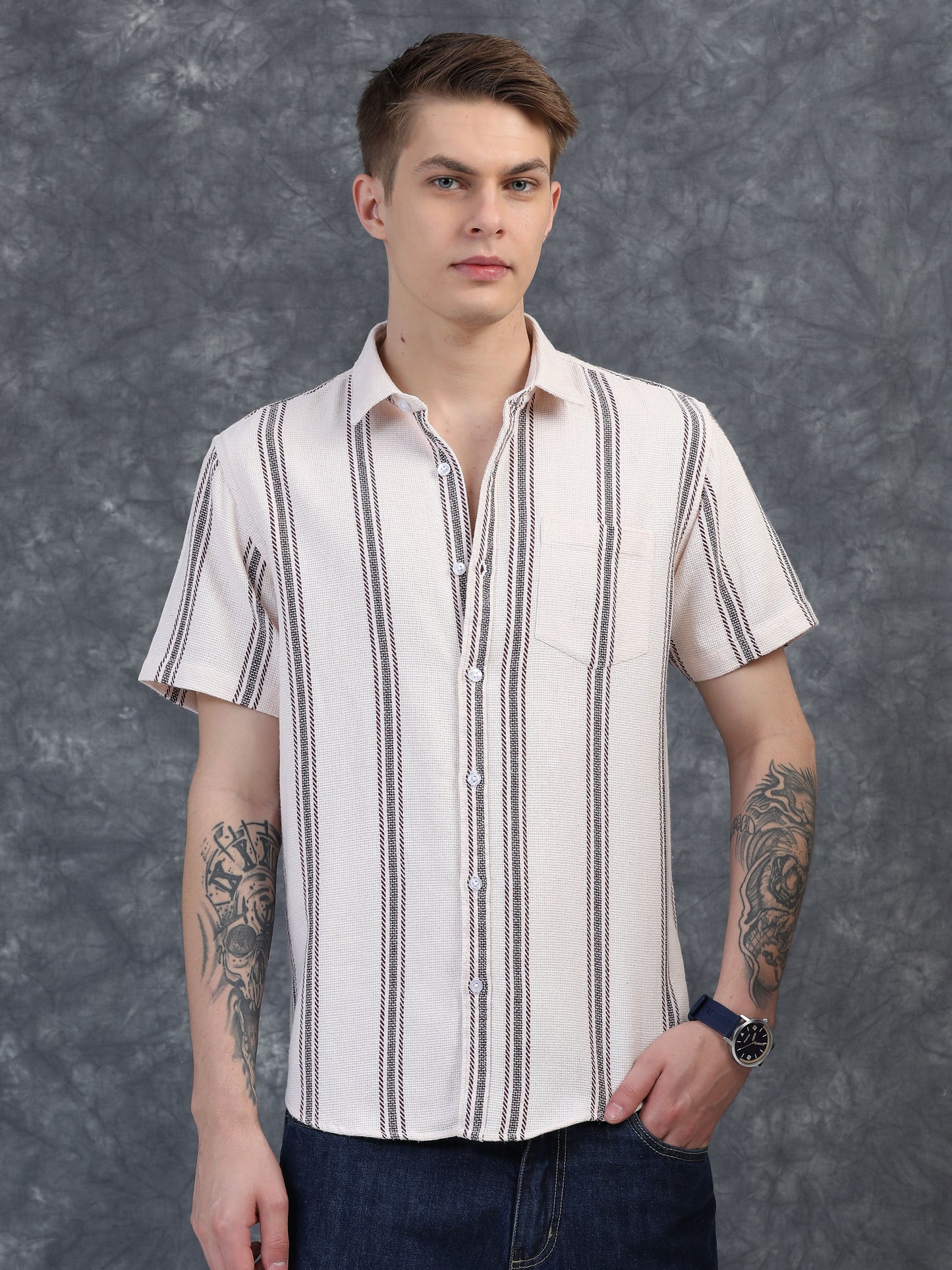Cream Striped Shirt