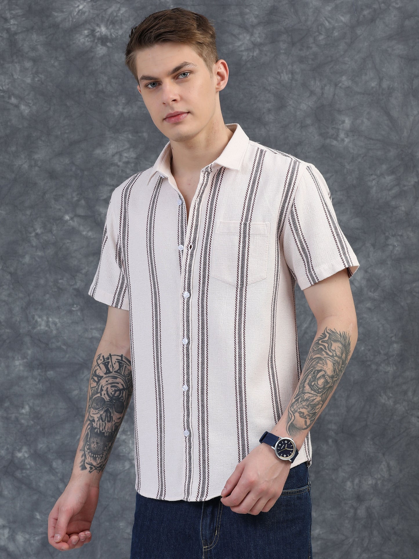 Cream Striped Shirt
