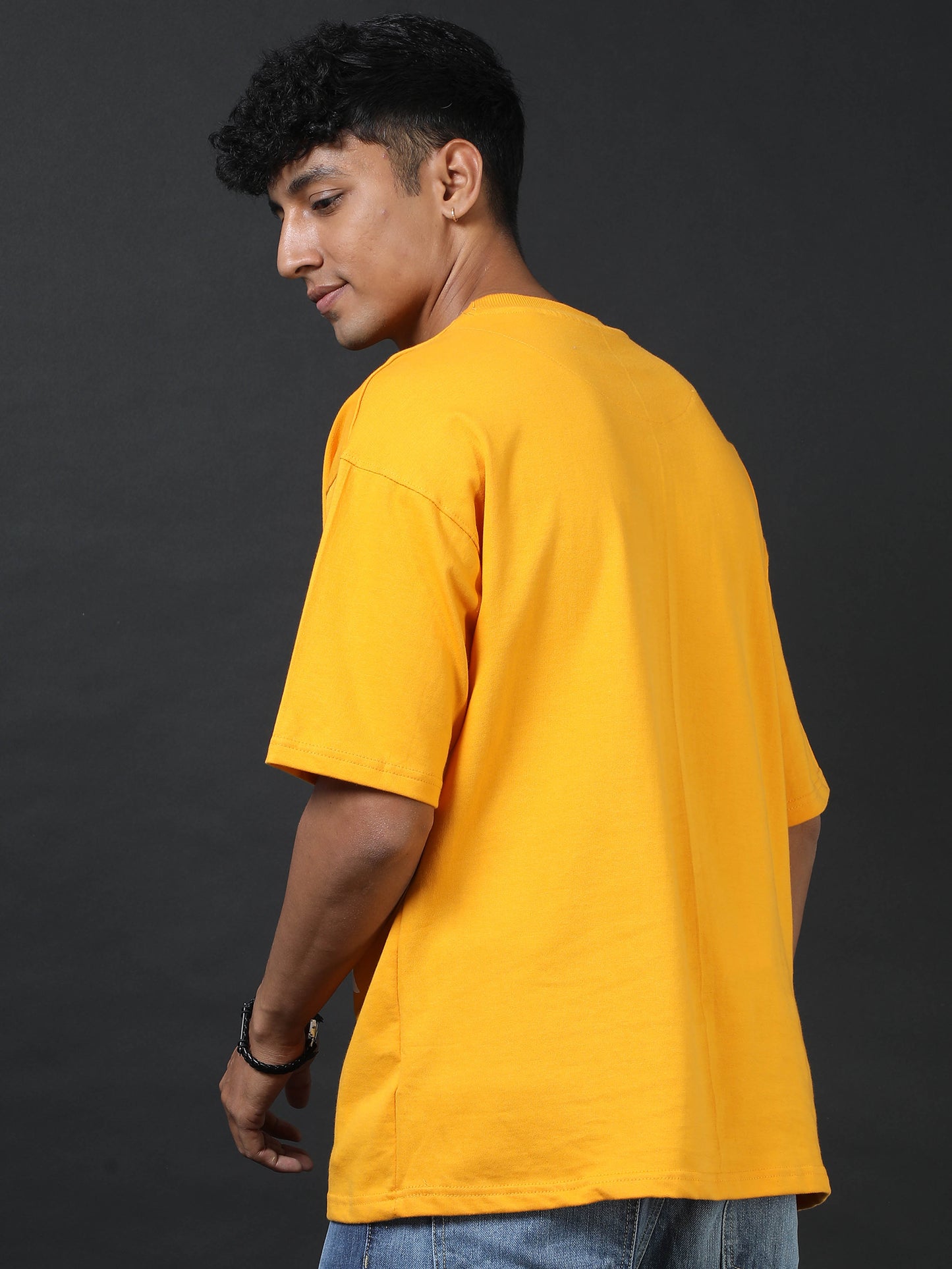 Four Wheels Soul Yellow Printed Oversized Tee