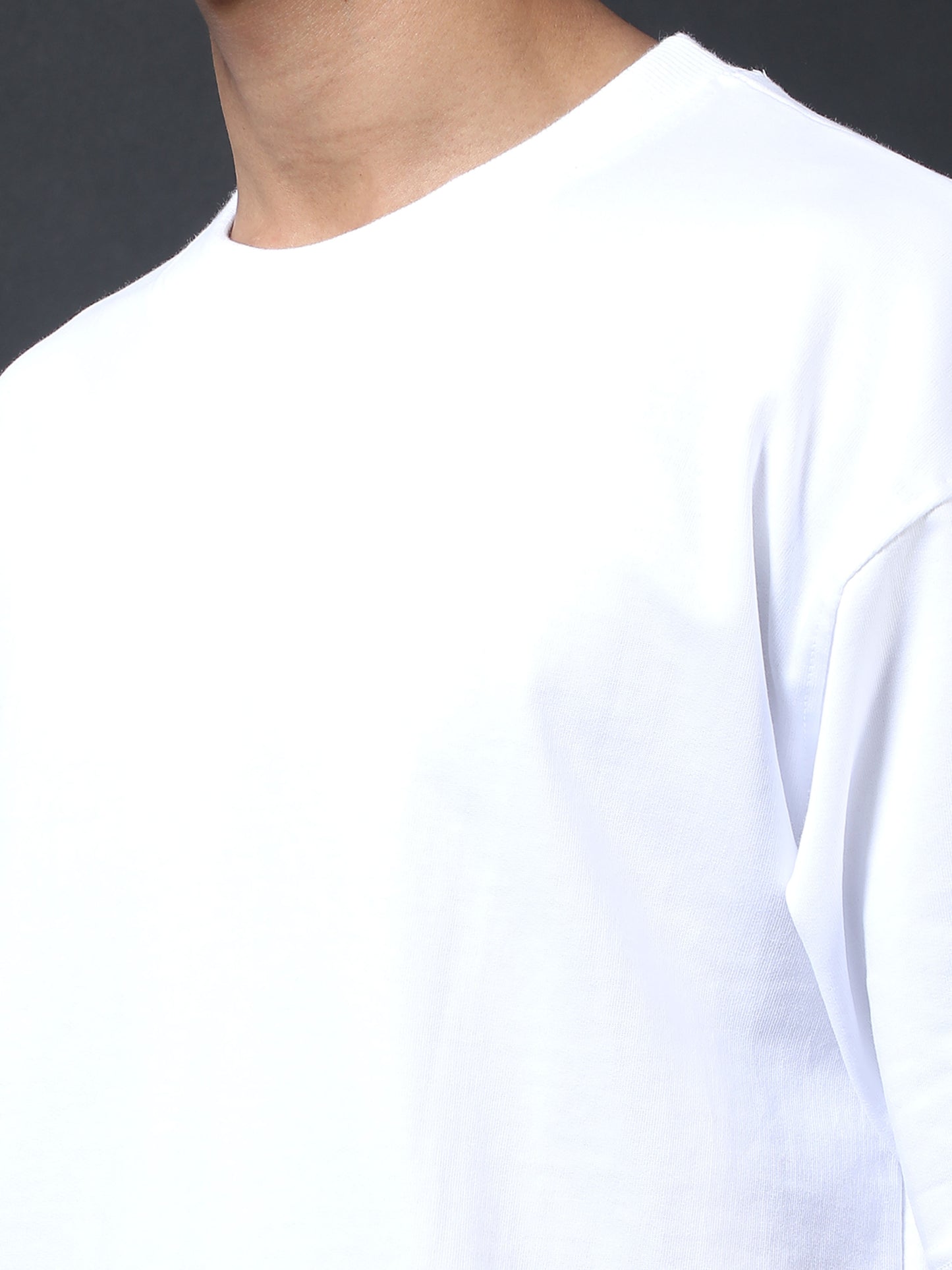 Space White Printed Oversized Tee