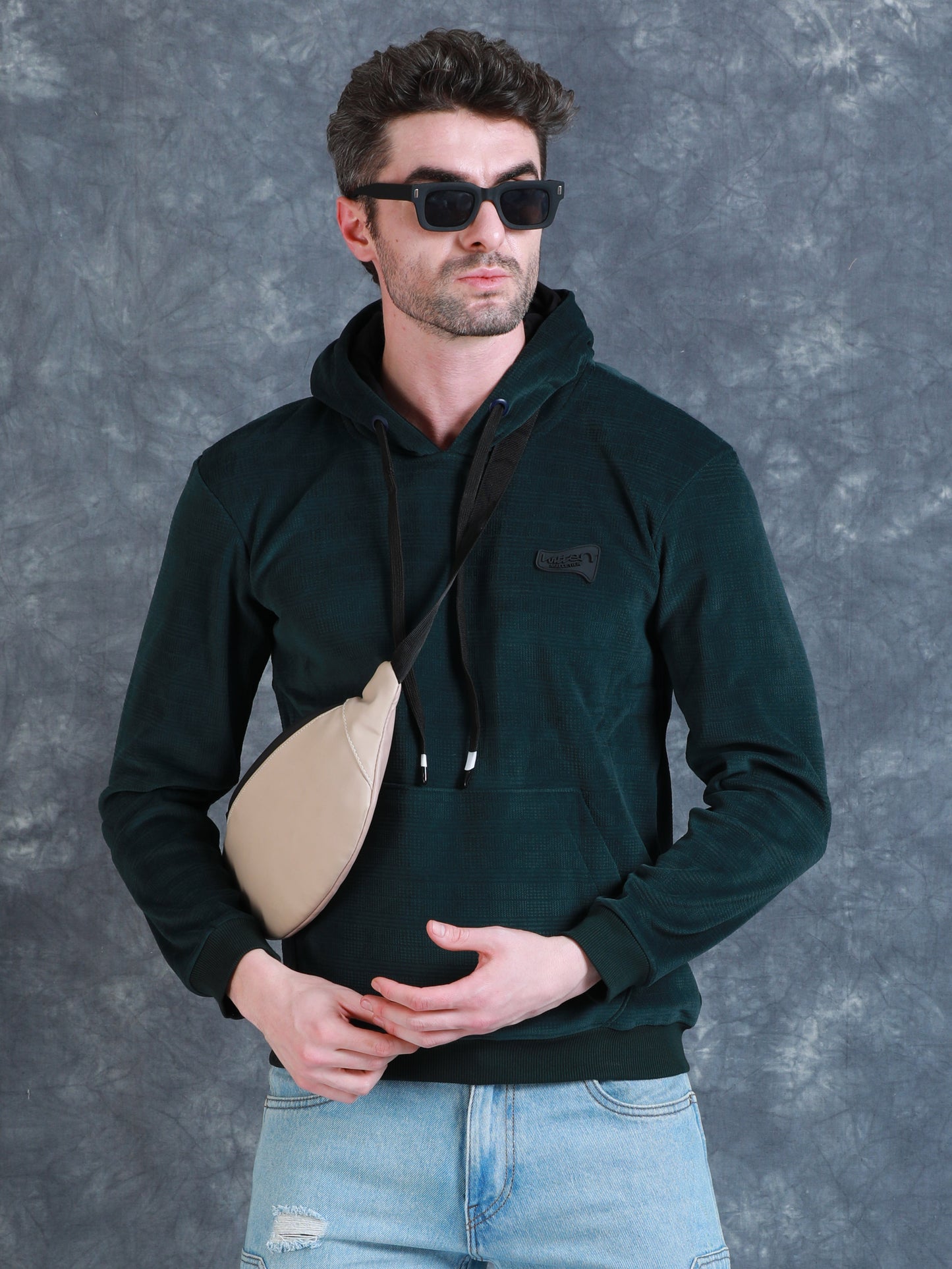Green Velvet Designer Hoodie 420 gsm fleece stretchable