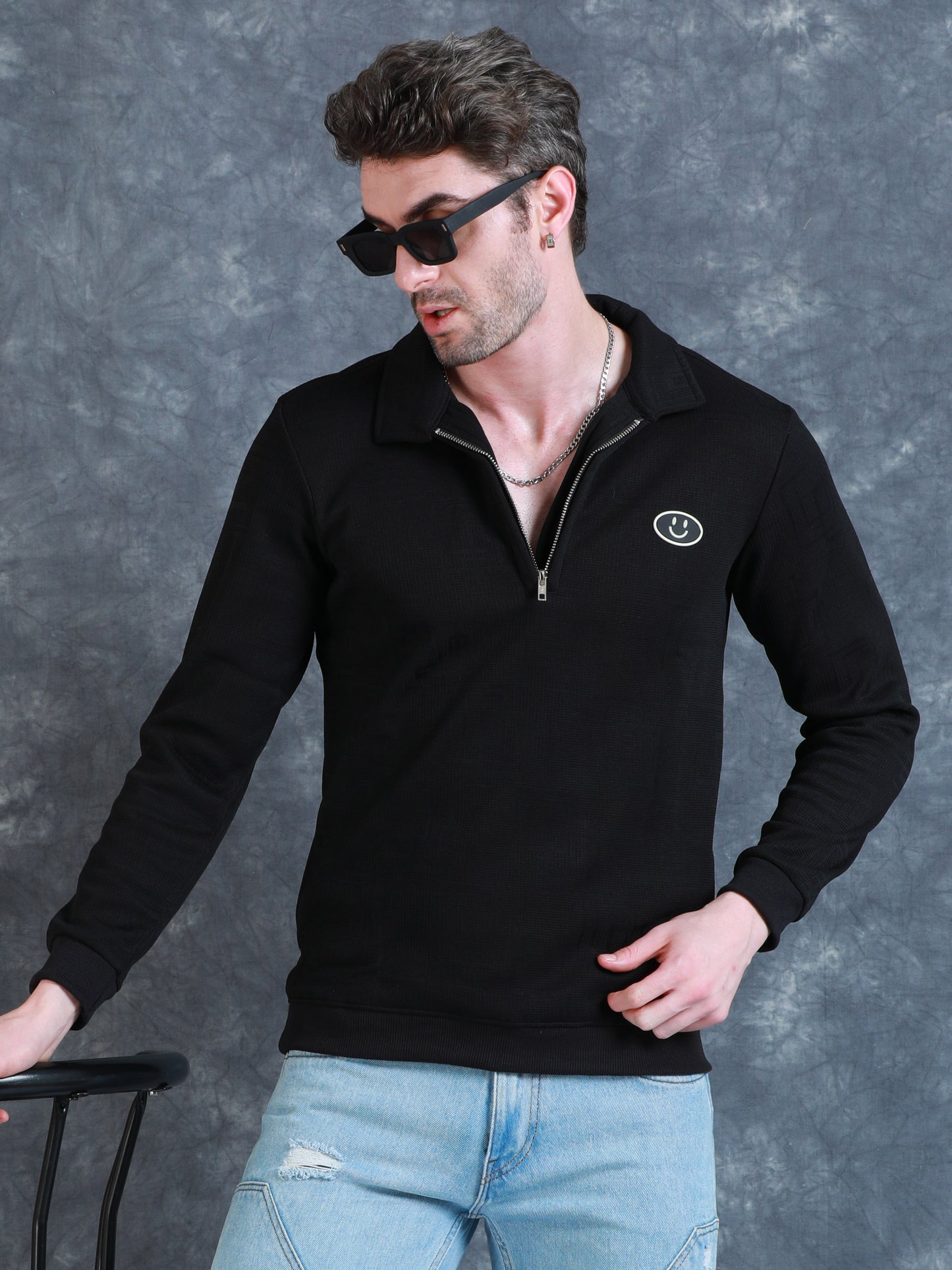 Imported Jumpers 420 gsm Sweat Shirt - Jet Black fully stretch