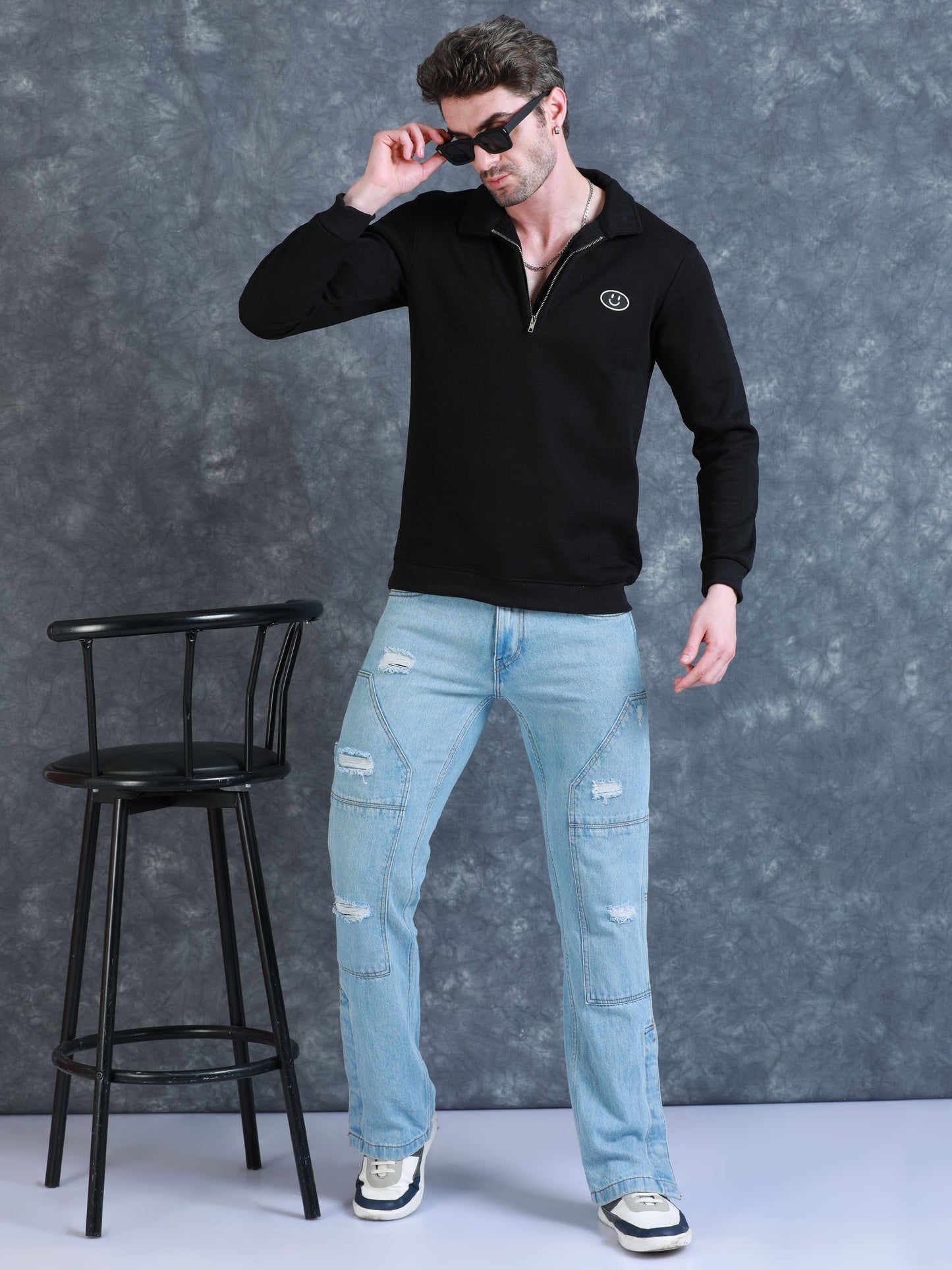 Imported Jumpers 420 gsm Sweat Shirt - Jet Black fully stretch