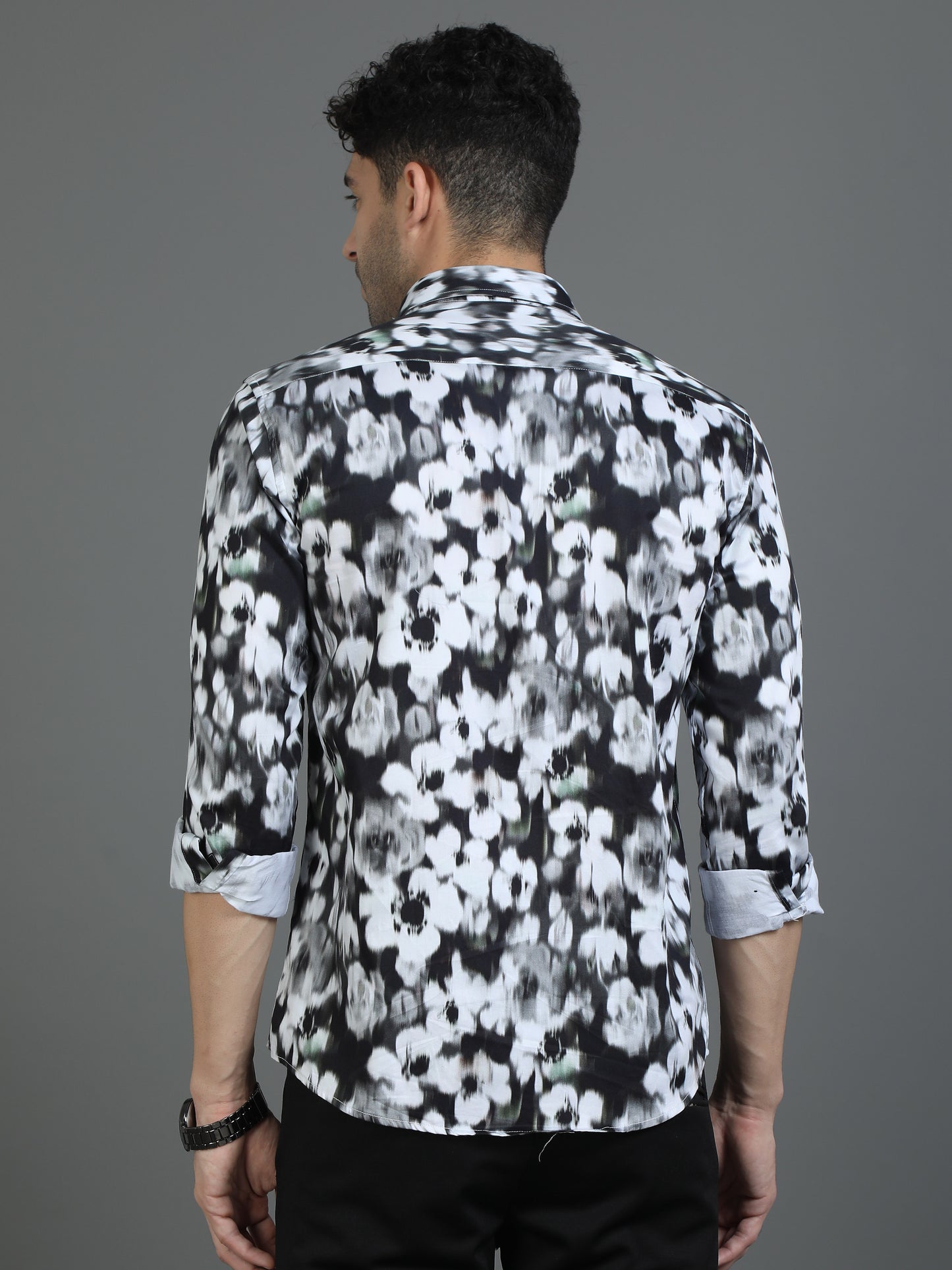 Black & White Floral Printed Shirt
