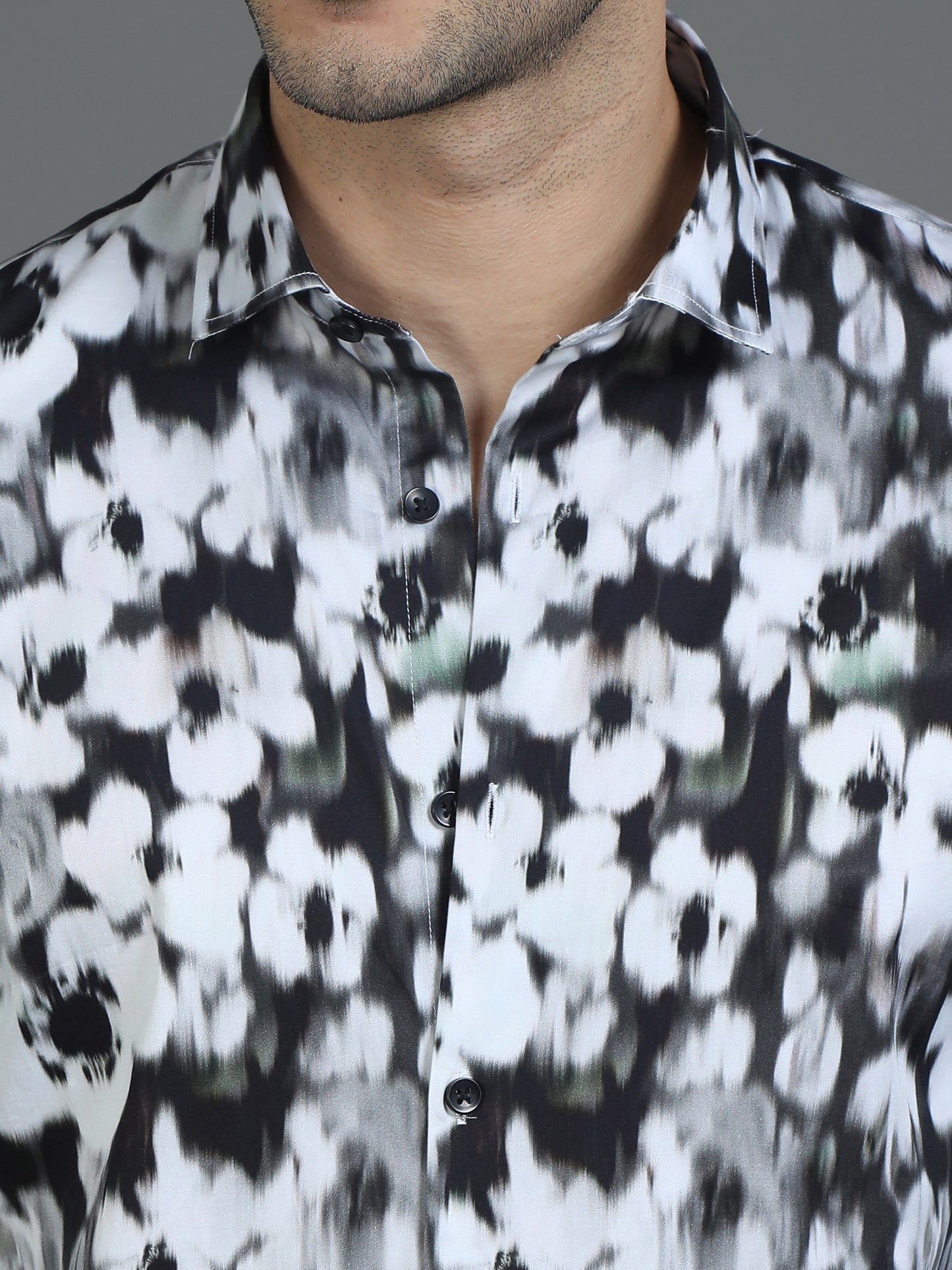 Black & White Floral Printed Shirt