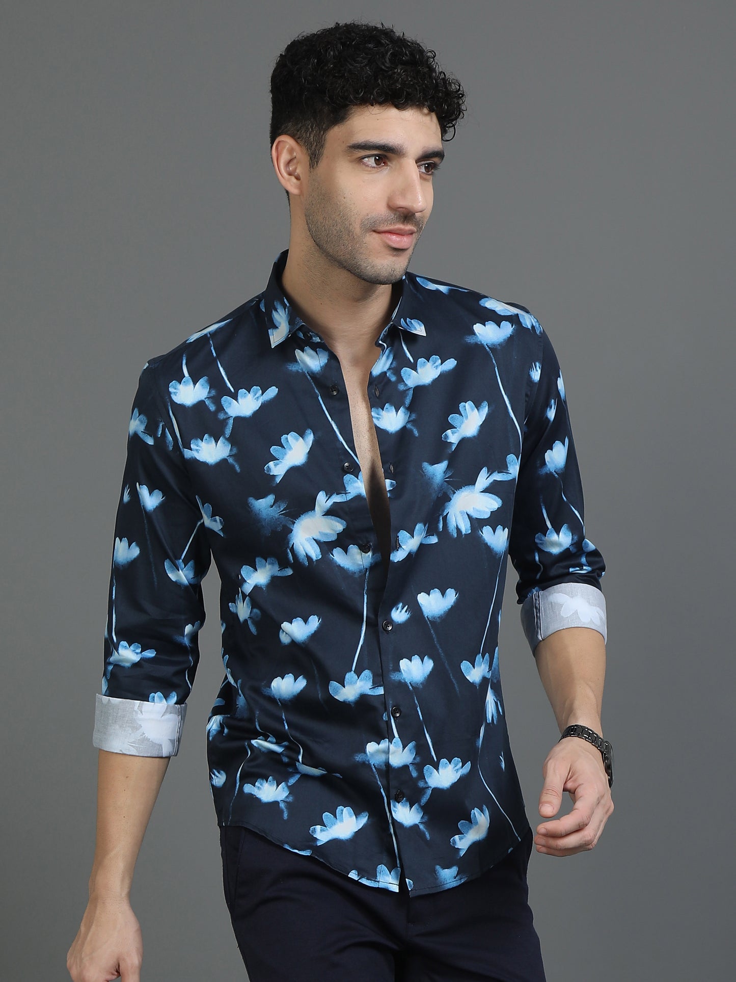 Blue Floral Artistic Edge Shirt