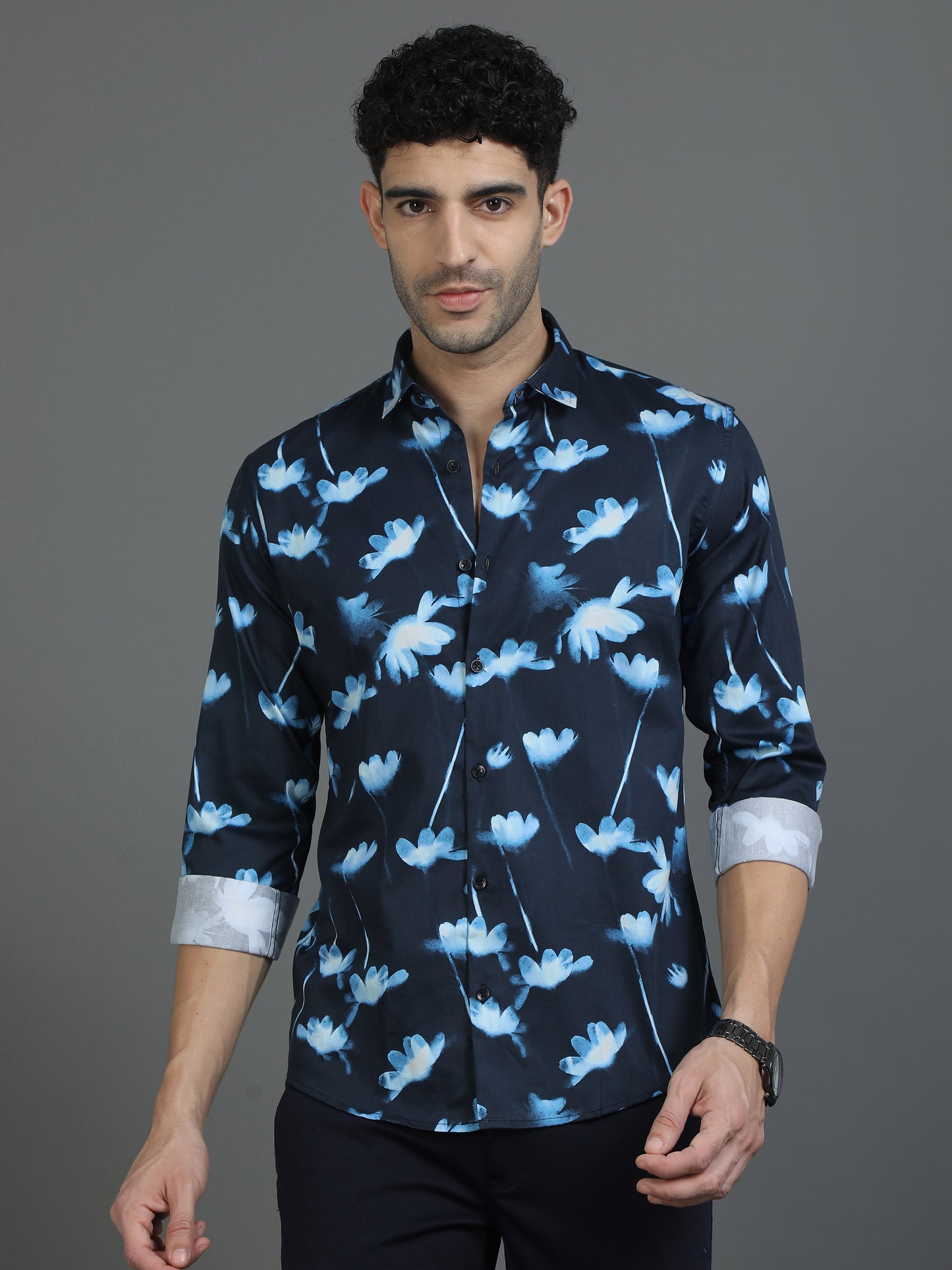 Blue Floral Artistic Edge Shirt