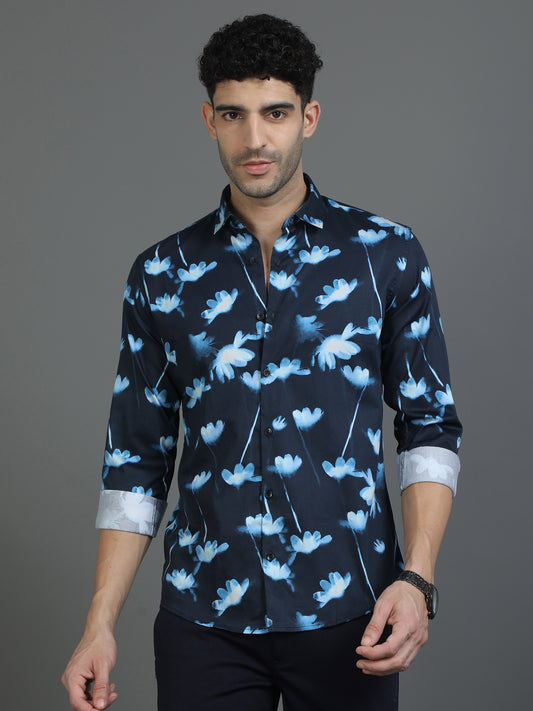 Blue Floral Artistic Edge Shirt