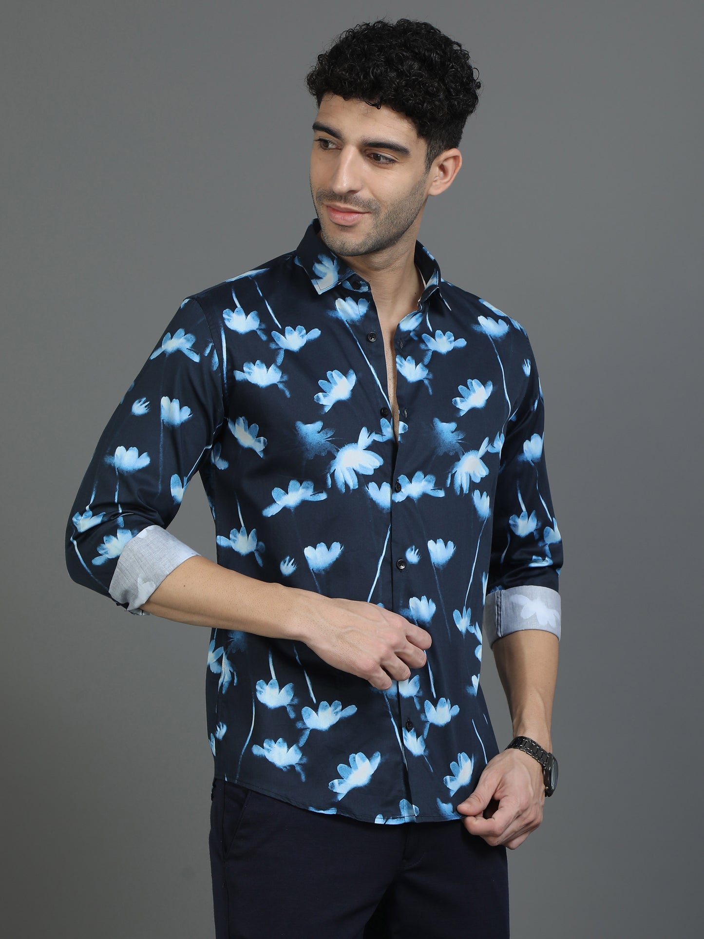 Blue Floral Artistic Edge Shirt