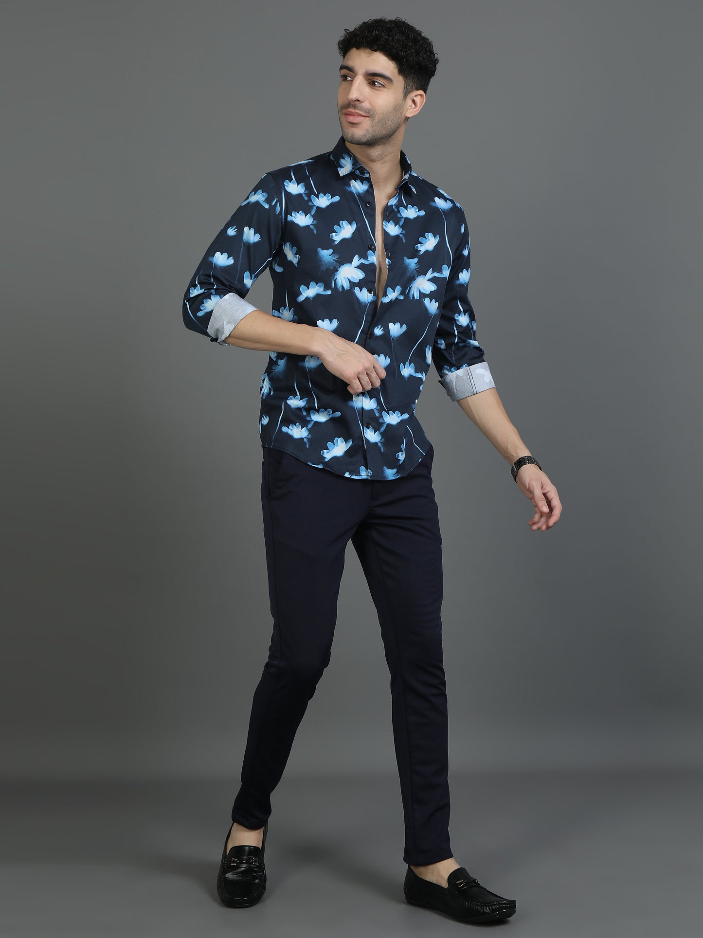 Blue Floral Artistic Edge Shirt