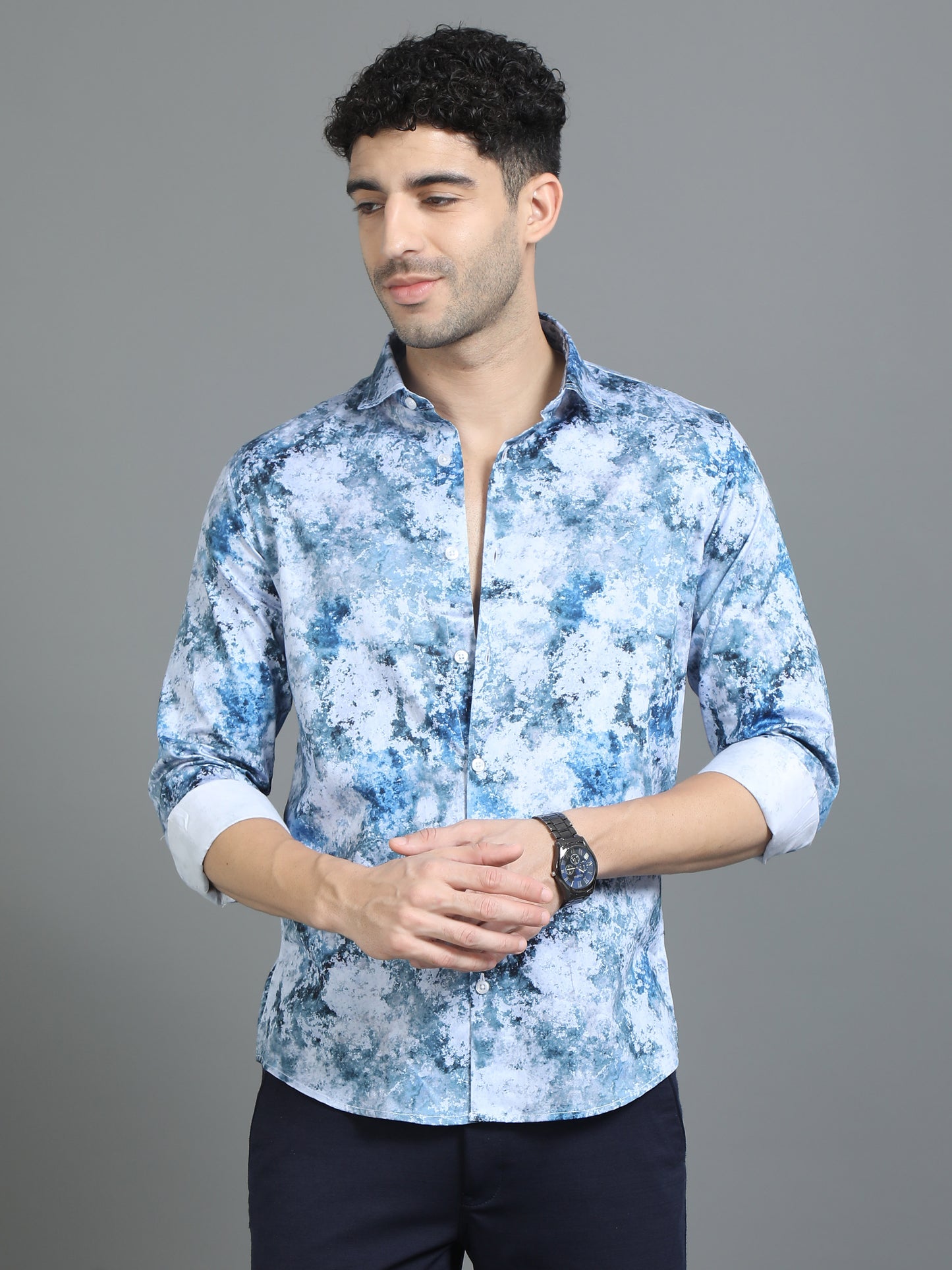 Blue Expressive Printed Shirt