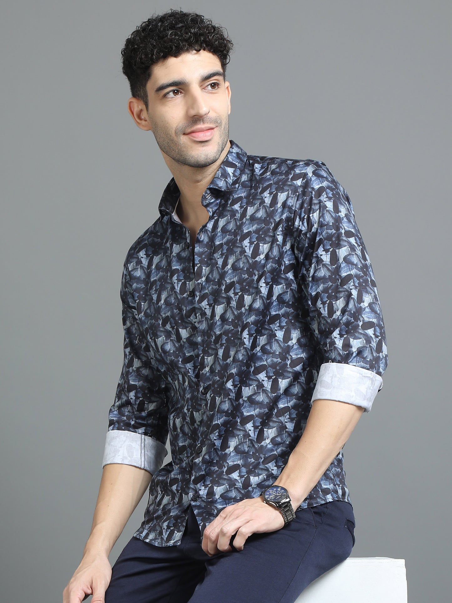 Blue geometric Printed Shirt