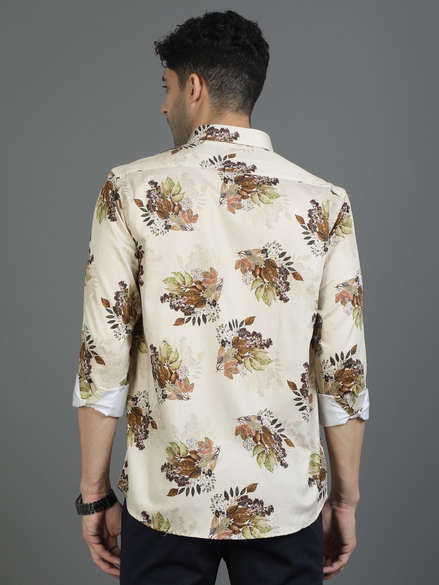 Beige Floral Printed Shirt
