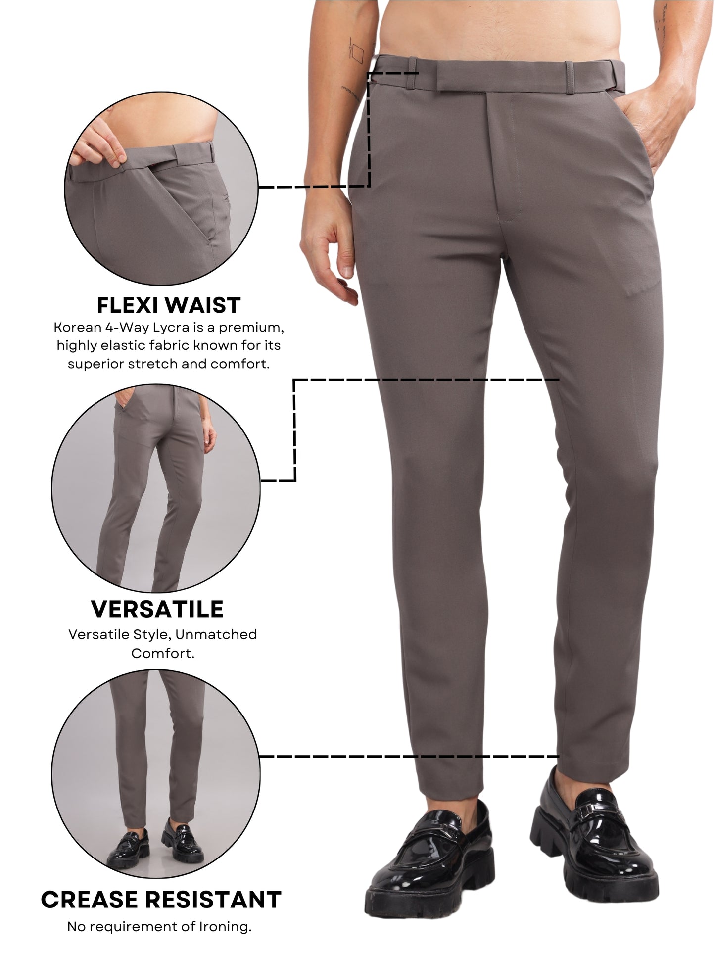 Stone Flexi Waist Trouser