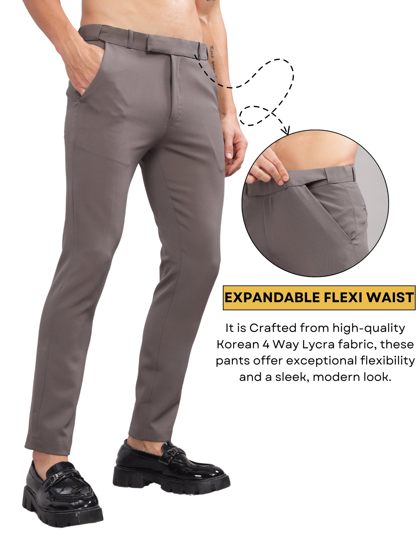 Stone Flexi Waist Trouser
