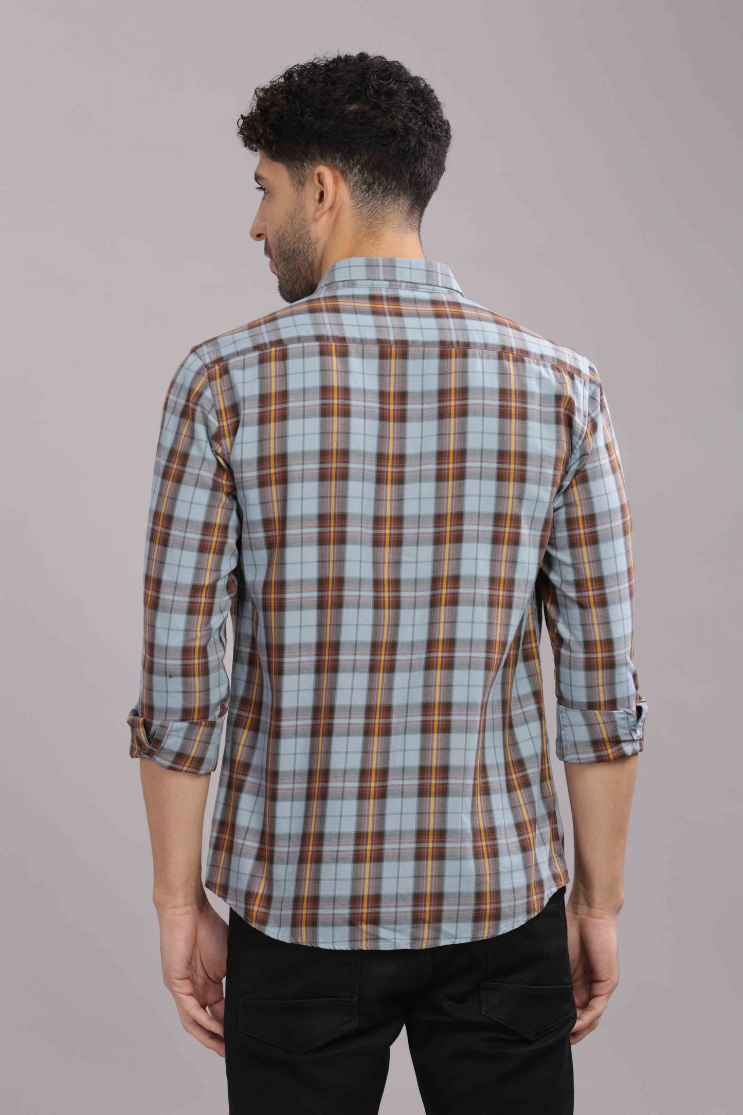 Skyblue Double Box Pocket Checks Shirt