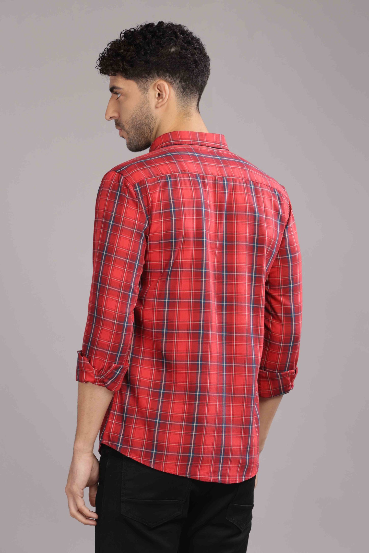 Red Double Box Pocket Checks Shirt