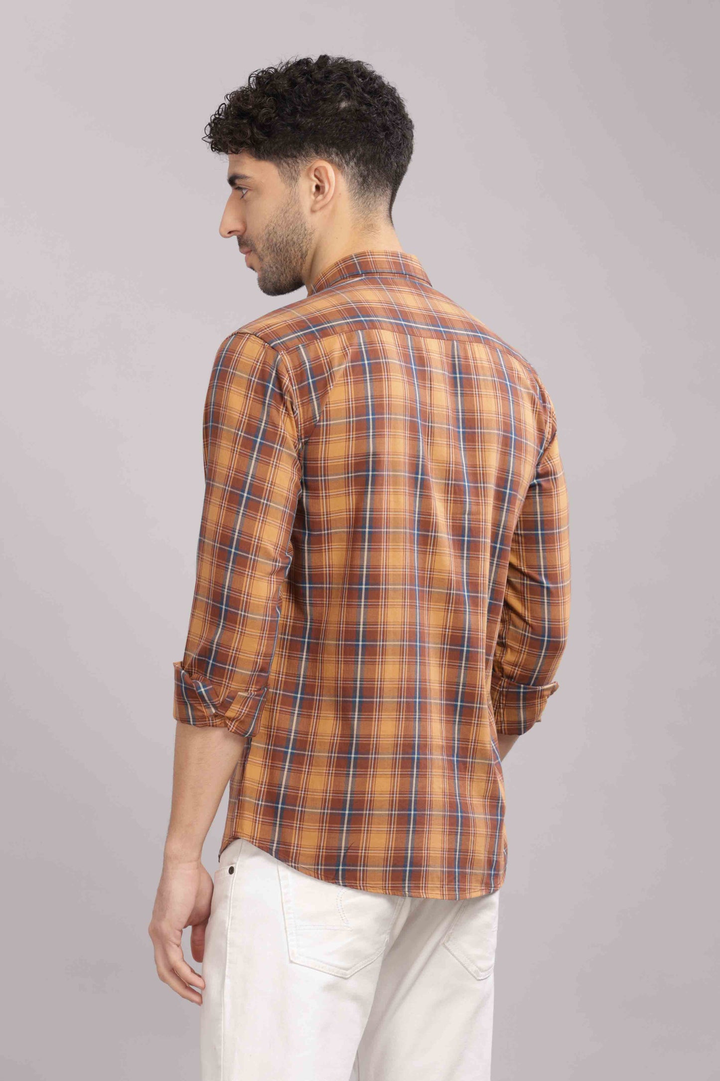 Fawn Double Box Pocket Checks Shirt