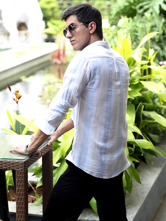 Blue And White Striped Cotton shirt