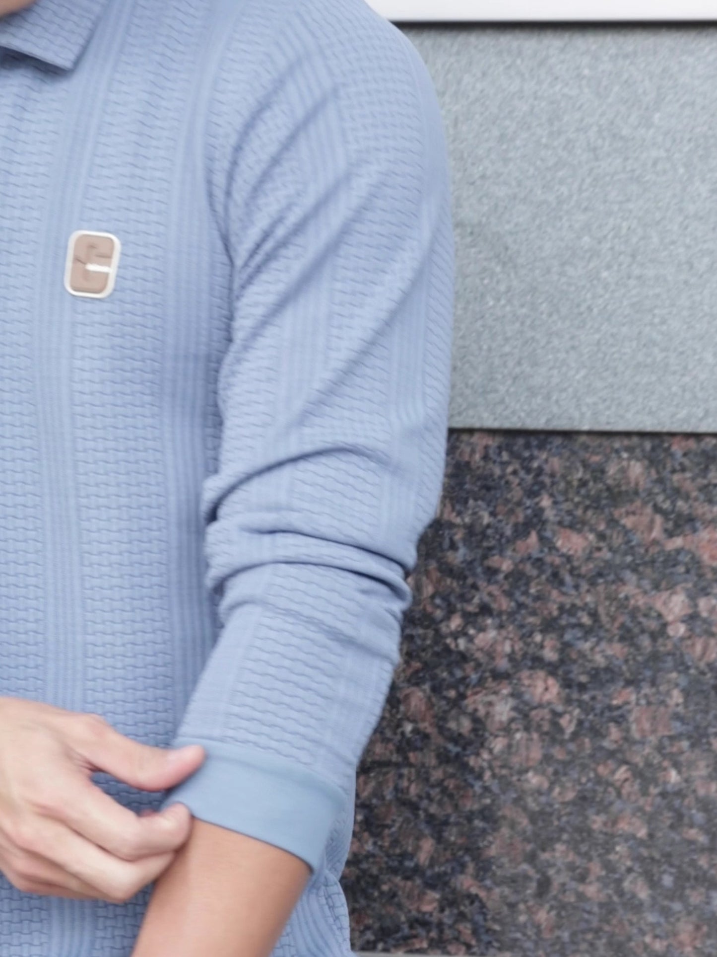 Midnight Light Blue Full Sleeve Zipper Knitted T-Shirt