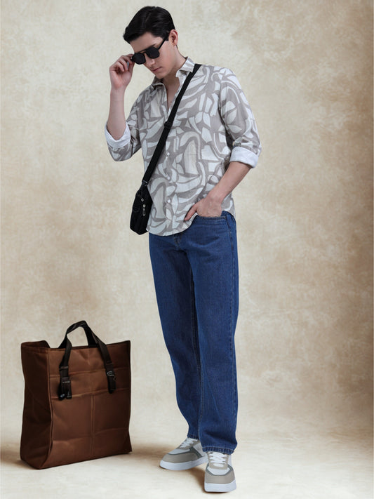 Light Brown Geometric Printed