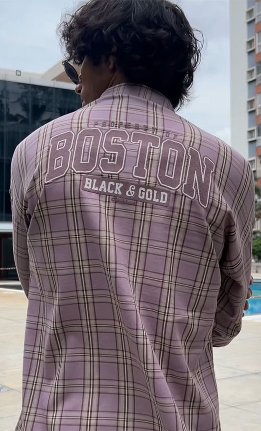Mauve Beige Checked Shirt