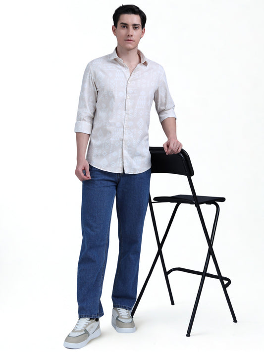 Light Beige Printed Shirt