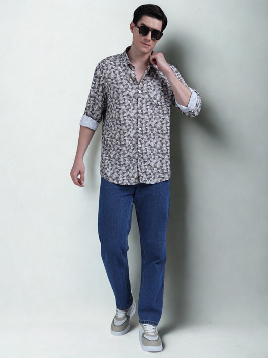 Beige And Black color  Mixed shirt